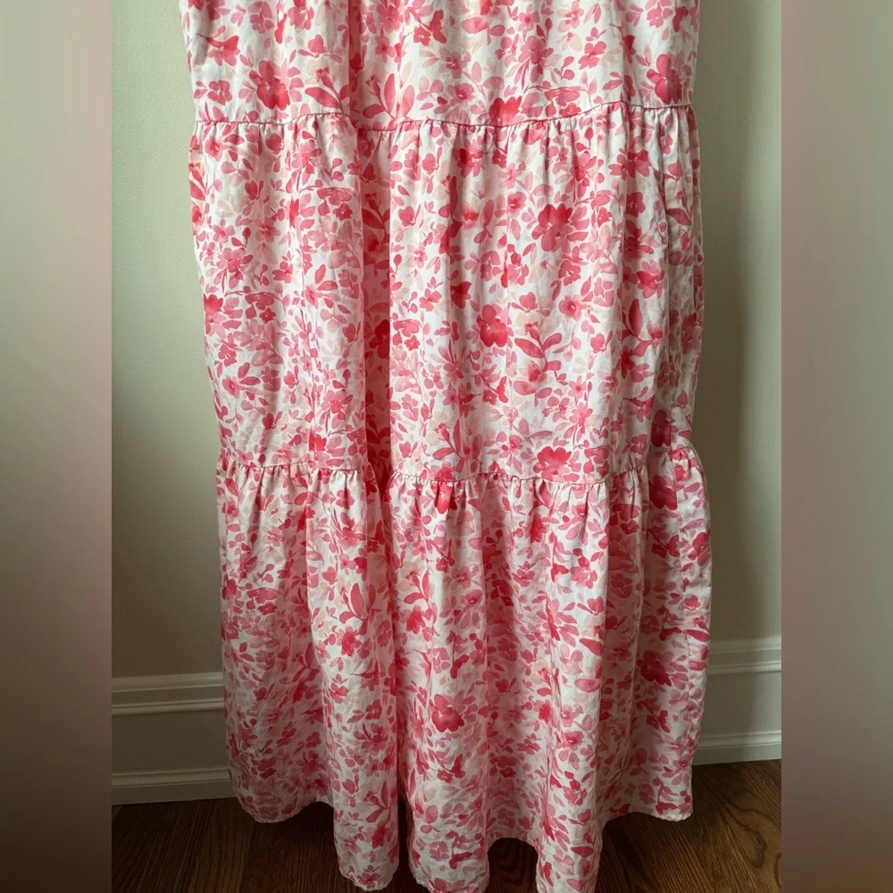 ABERCROMBIE & FITCH Ruched Flutter Sleeve Maxi Dress Tiered Cottagecore XXL Tall